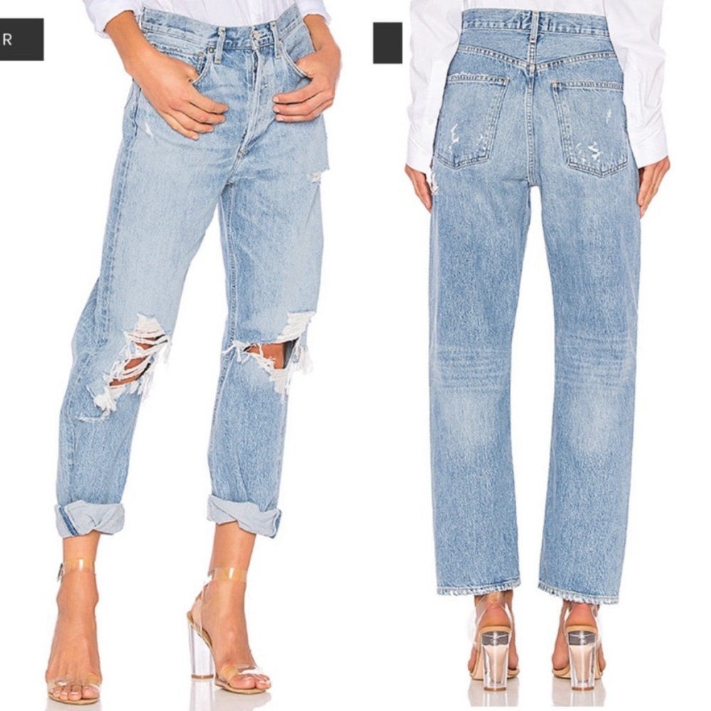 AGOLDE 90s Button Fly Destroyed Taper Leg Jeans